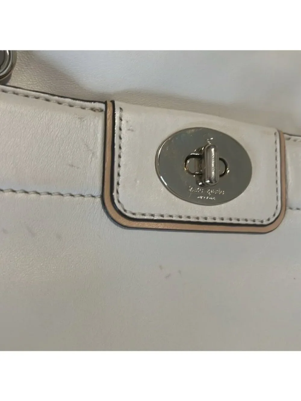 Kate Spade Ivory Leather Gold Hardware Large Tote Bag